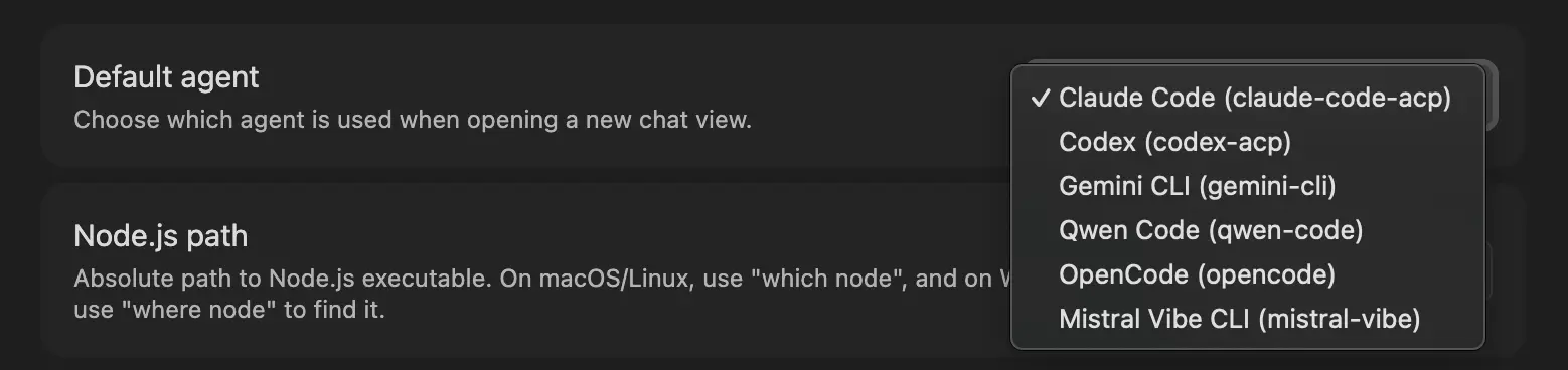 Default agent setting